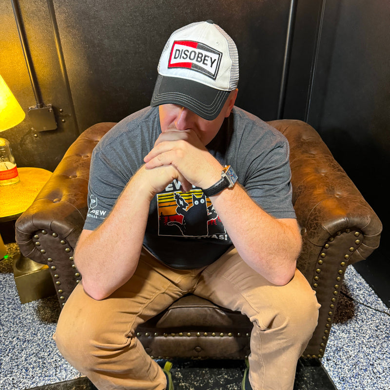 Load image into Gallery viewer, DISOBEY LOW PROFILE DAD HAT - BLACK, WHITE, &amp; GRAY
