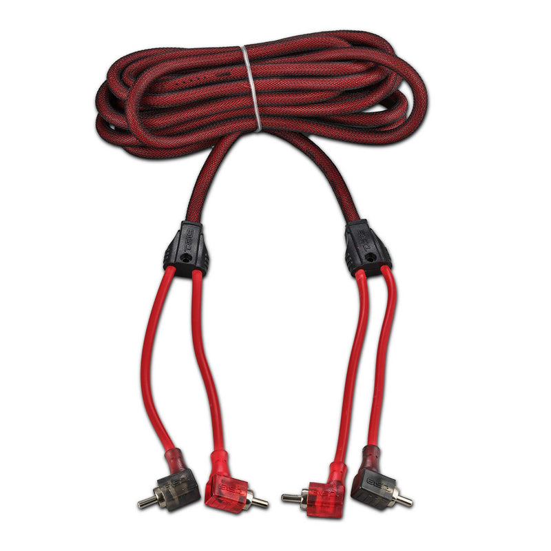 Load image into Gallery viewer, 100% OFC Ultra Flex 2-Channel RCA with 90 Degree Ends, Dual Twist Wire, Red Braided Jacket - 12 ft
