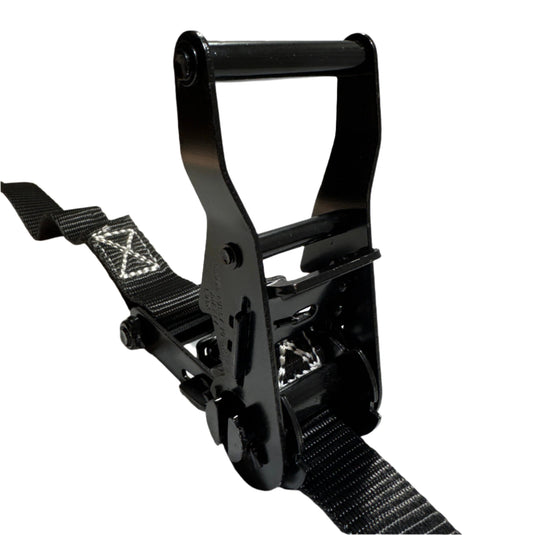 1" Black Ratchet Strap w/Vinyl S Hook  | LENGTH OPTIONS
