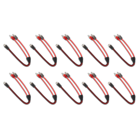 Level 2 RCA 100% Copper OFC Y Connector 1 FEMALE to 2 MALE - 10 Pack