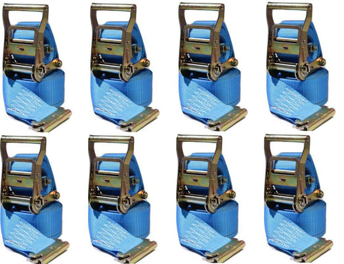 2 in x 20 Ft Van Ratchet Strap Logistic E-Track w/ Spring E 8 PACK | R20E