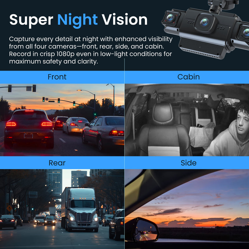 Load image into Gallery viewer, Rexing R4-RD 4-Channel Dash Cam with All-Around 1080p, Built-in 360° Parking Monitor, Wi-Fi, GPS, IR Night Vision
