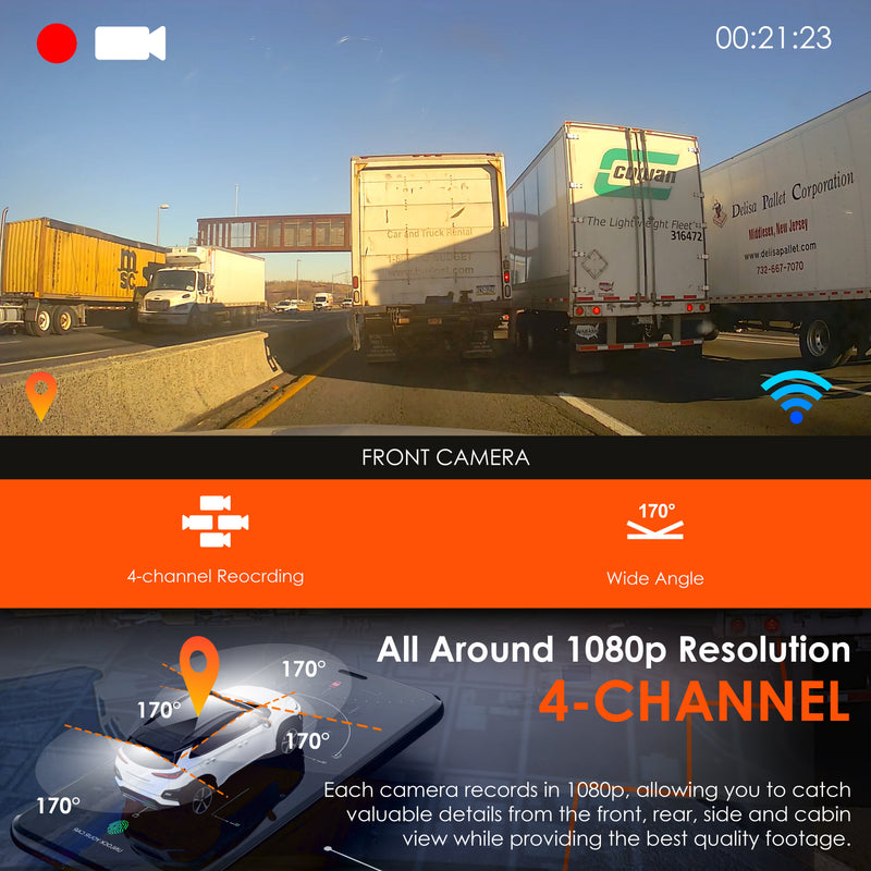 Load image into Gallery viewer, Rexing R4 4 Channel Dash Cam W/ All Around 1080p Resolution, Wi-Fi, and GPS
