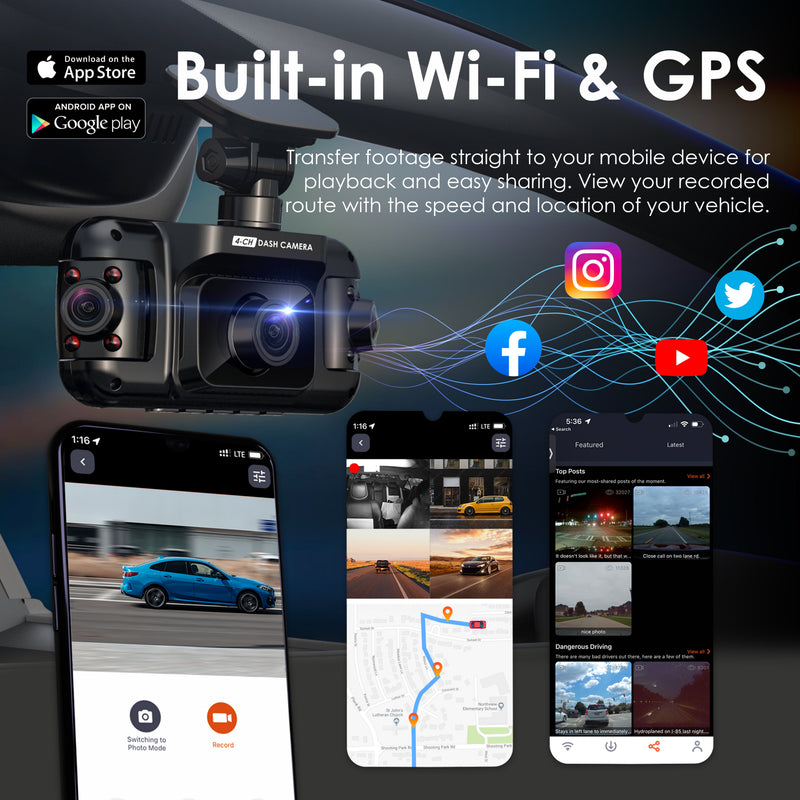 Load image into Gallery viewer, Rexing R4 4 Channel Dash Cam W/ All Around 1080p Resolution, Wi-Fi, and GPS
