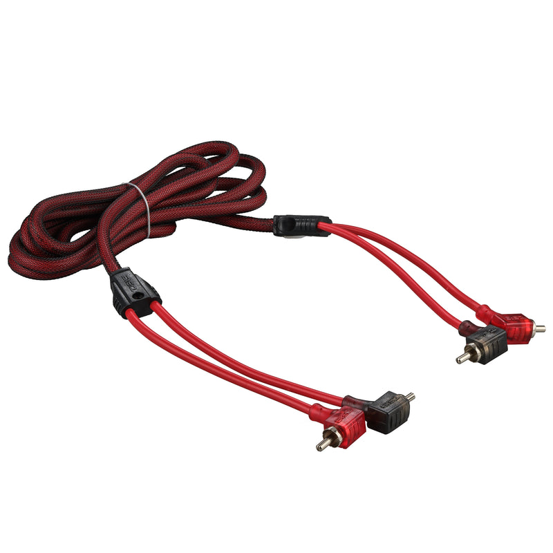 Load image into Gallery viewer, 100% OFC Ultra Flex 2-Channel RCA with 90 Degree Ends, Dual Twist Wire, Red Braided Jacket - 6 ft
