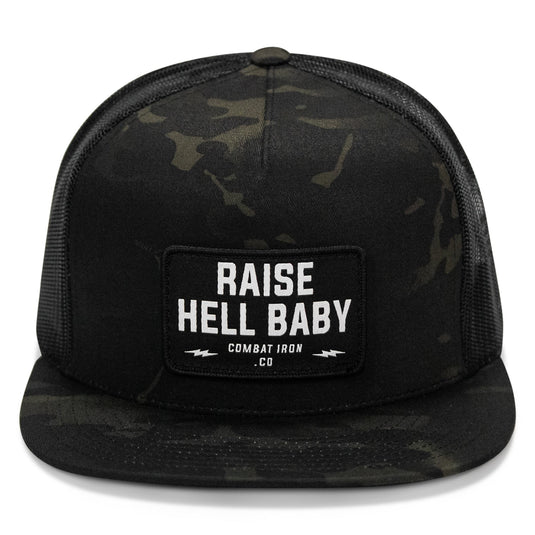 Raise Hell Baby Patch. Flatbill Hat