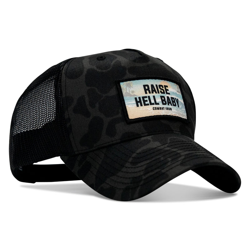 Load image into Gallery viewer, Raise Hell Baby Sunset Patch Snapback Hat
