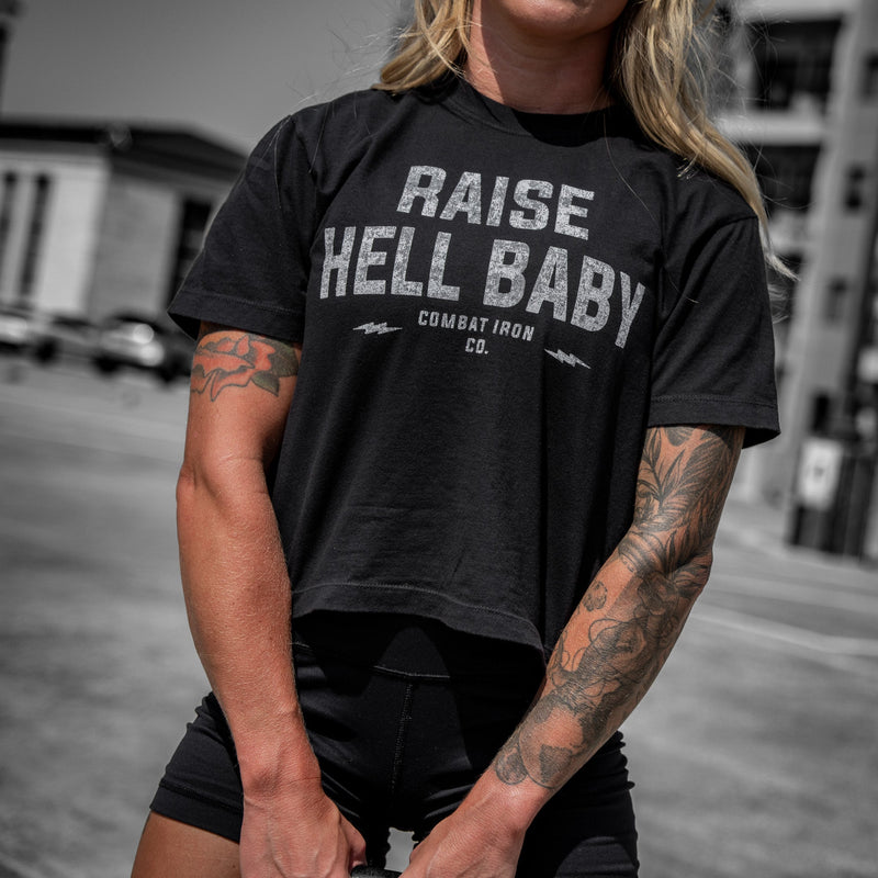 Load image into Gallery viewer, Raise Hell Baby Women's Crop T-Shirt
