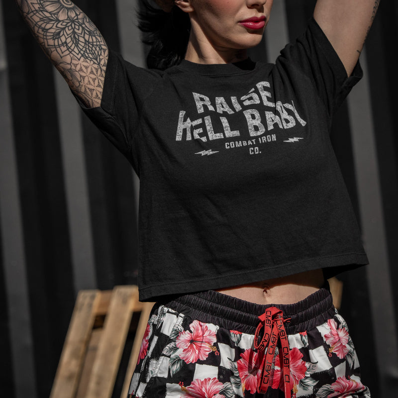 Load image into Gallery viewer, Raise Hell Baby Women's Crop T-Shirt
