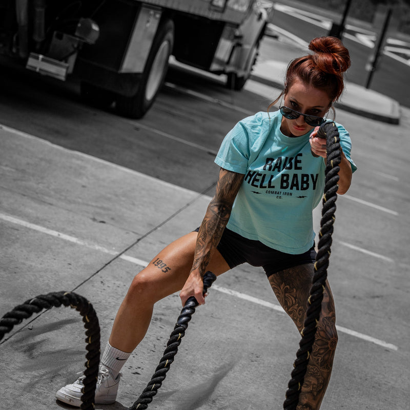 Load image into Gallery viewer, Raise Hell Baby Women's Crop T-Shirt
