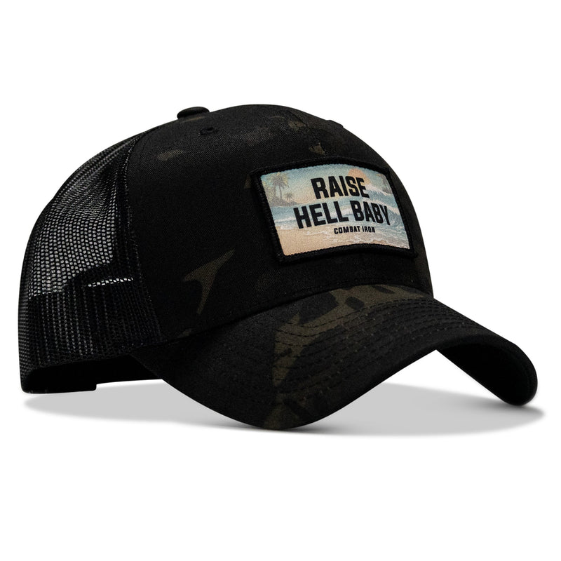 Load image into Gallery viewer, Raise Hell Baby Sunset Patch Snapback Hat
