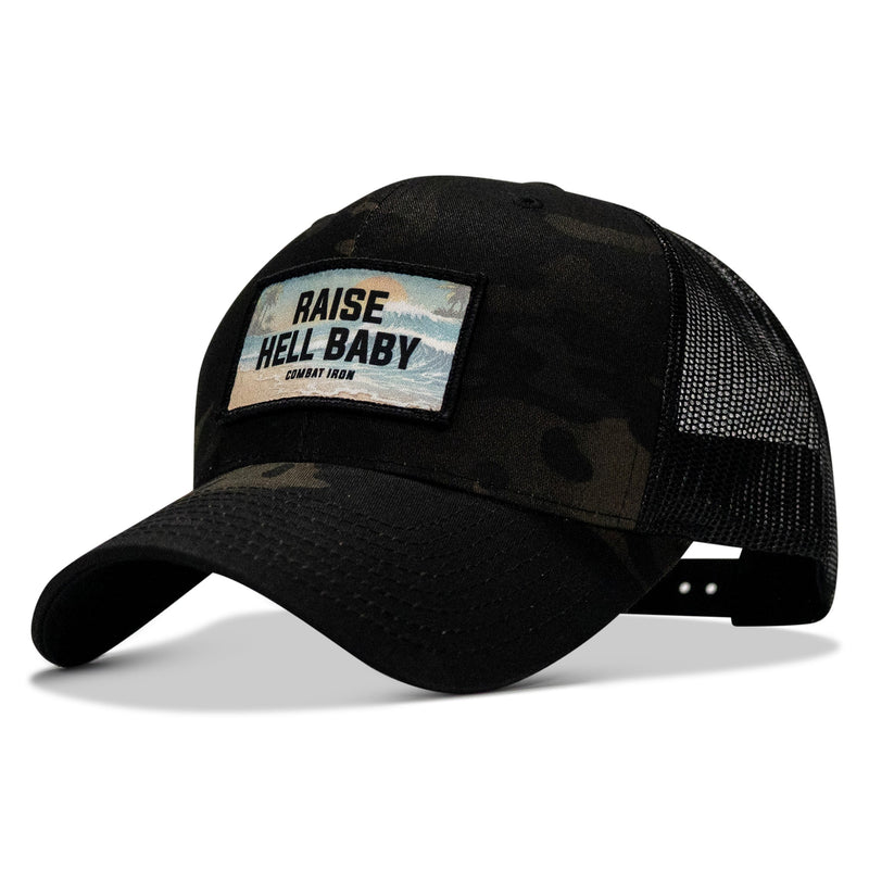 Load image into Gallery viewer, Raise Hell Baby Sunset Patch Snapback Hat
