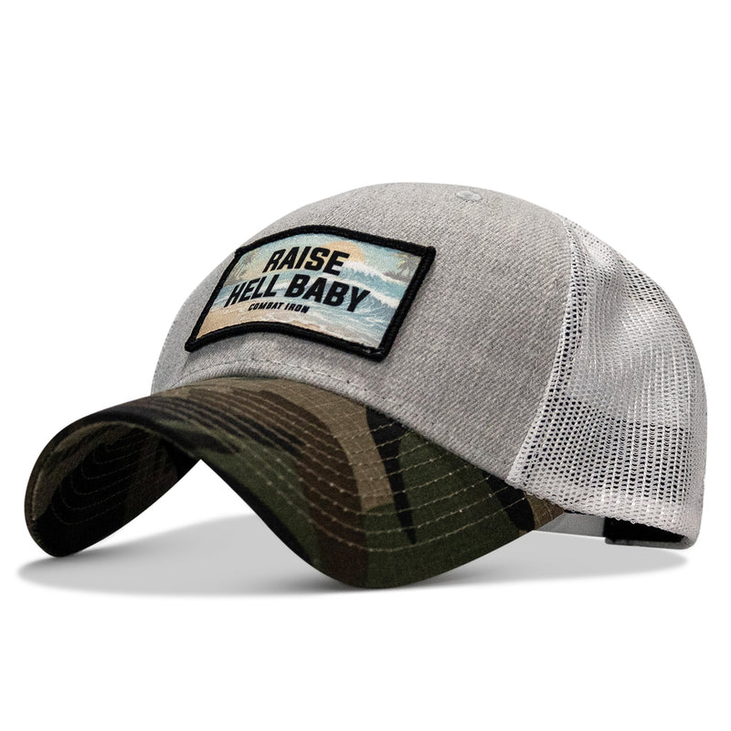 Load image into Gallery viewer, Raise Hell Baby Sunset Patch Snapback Hat
