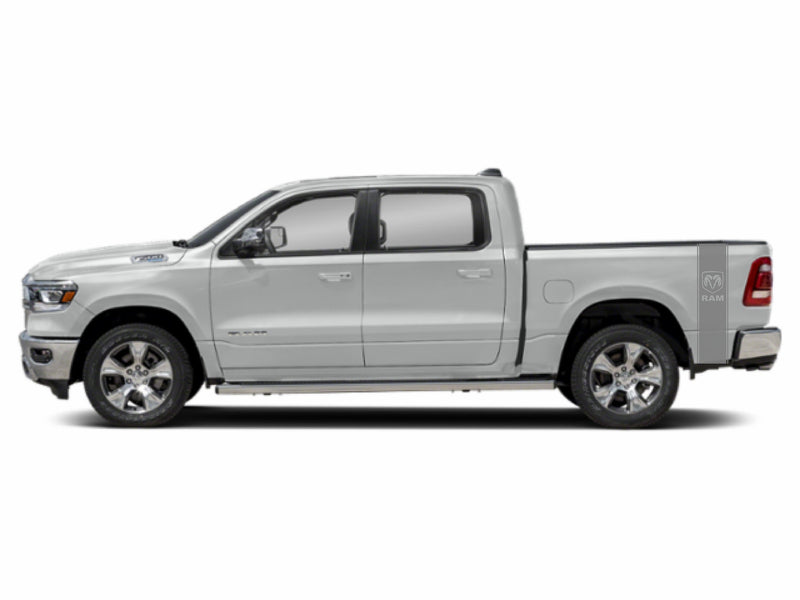 Load image into Gallery viewer, Ram Head with &quot;RAM&quot; Word Quarter Panel Decals for 2009-2024 Dodge Ram 1500 (x2)
