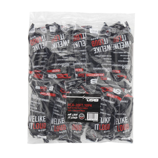 20 ft Ultra Flex 100% OFC RCA Cable Wire – 10-Pack