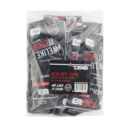3 ft Ultra Flex 100% OFC RCA Cable Wire – 10-Pack