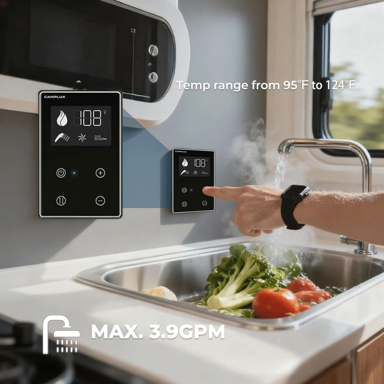 Load image into Gallery viewer, Camplux Elite 65,000 BTU RV Tankless Water Heater 2.64 GPM-Black
