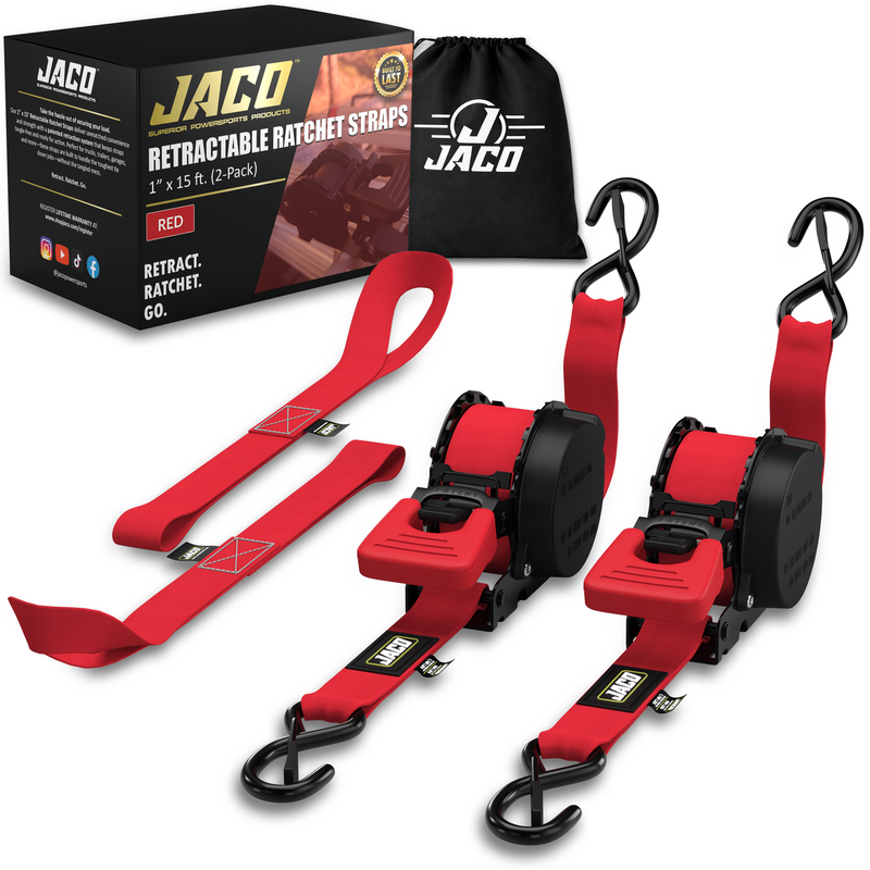 Load image into Gallery viewer, Retractable Ratchet Straps - 1" x 15 ft (1,760 lbs Break Strength) | Auto Self Retracting Cargo Tie Down Strap Set
