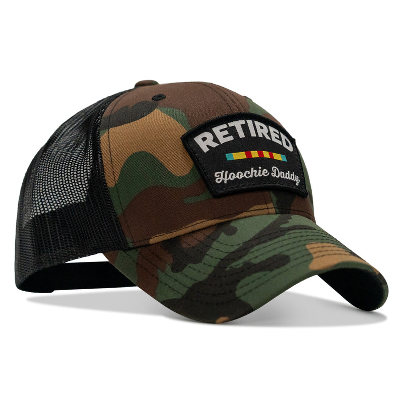 Load image into Gallery viewer, Retired Hoochie Daddy Veteran Patch Snapback Hat
