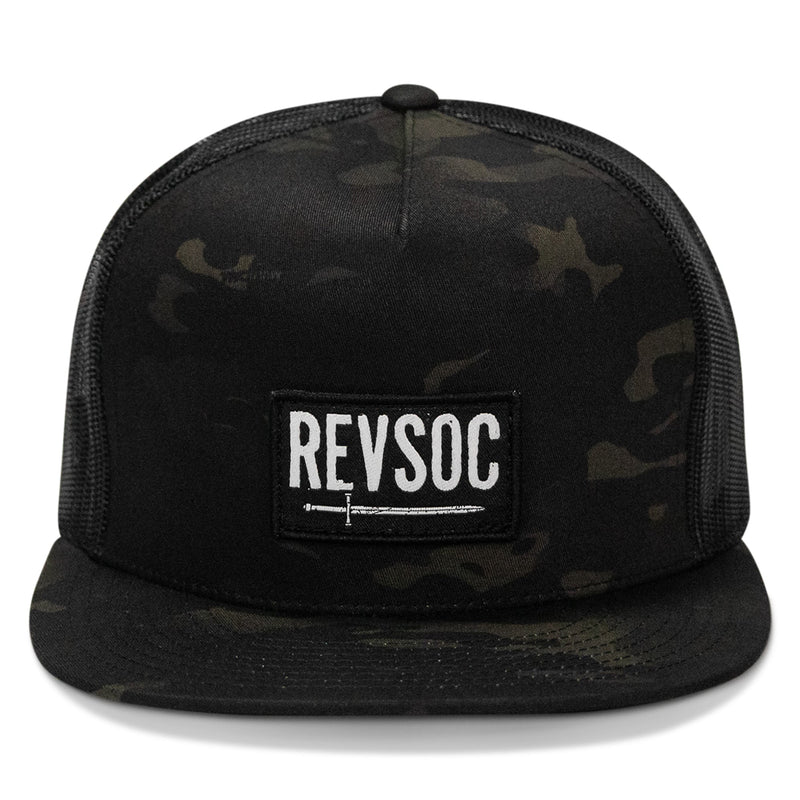 Load image into Gallery viewer, REVSOC Classic Patch Flatbill Hat
