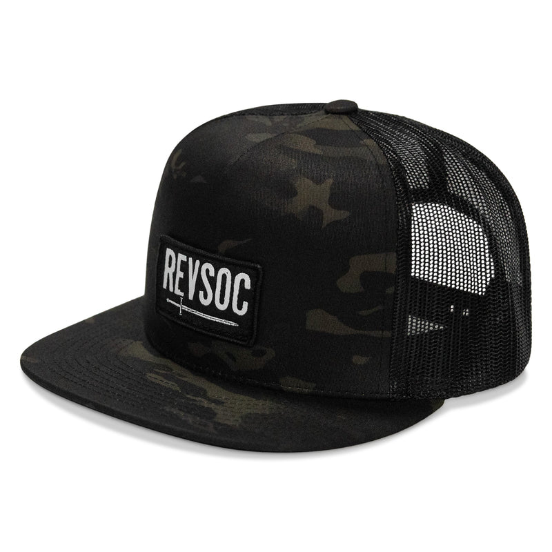 Load image into Gallery viewer, REVSOC Classic Patch Flatbill Hat
