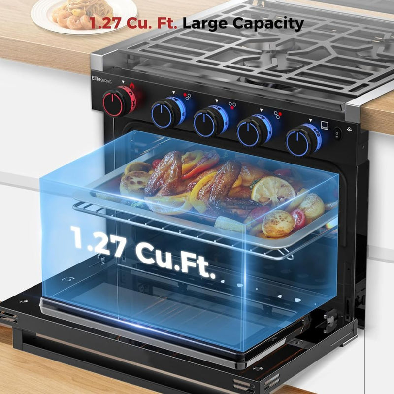 Load image into Gallery viewer, Camplux RV Stove Gas Range Oven w/ 3 Burners Cooktop 17 Inches ELITE
