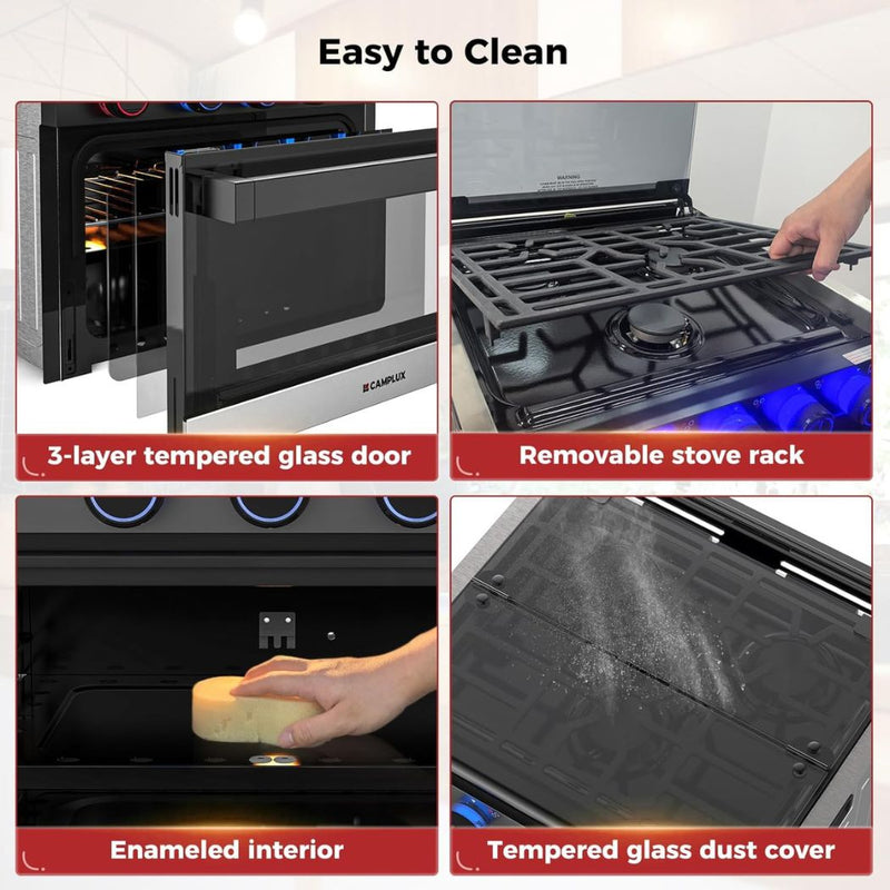 Load image into Gallery viewer, Camplux RV Stove Gas Range Oven w/ 3 Burners Cooktop 17 Inches ELITE
