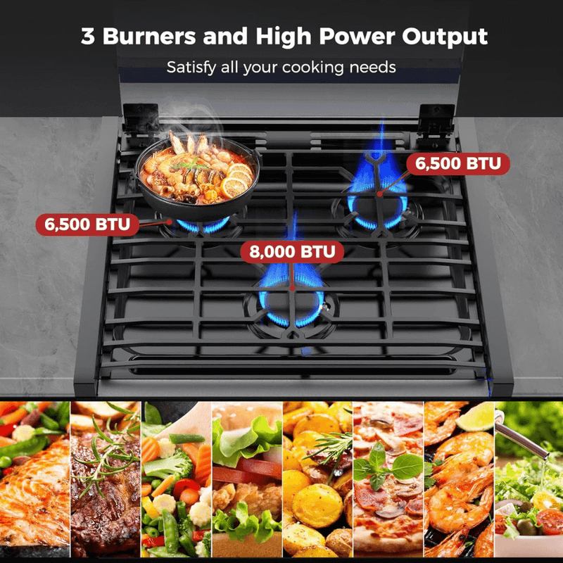 Load image into Gallery viewer, Camplux RV Stove Gas Range Oven w/ 3 Burners Cooktop 17 Inches CLASSIC
