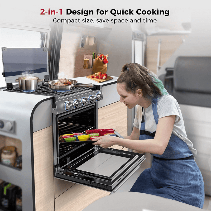 Load image into Gallery viewer, Camplux RV Stove Gas Range Oven w/ 3 Burners Cooktop 21 Inches CLASSIC
