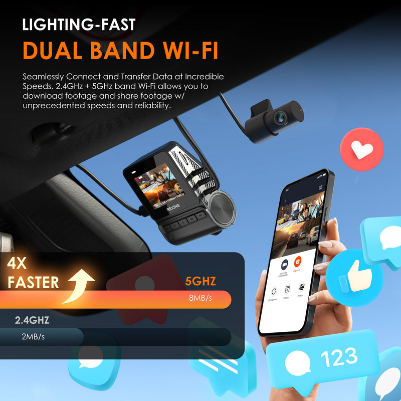 Load image into Gallery viewer, REXING RH2 Triple Channel Dash Cam – 2.5K Front and Dual 1080p Rear Cameras with Wi-Fi, and Optional GPS
