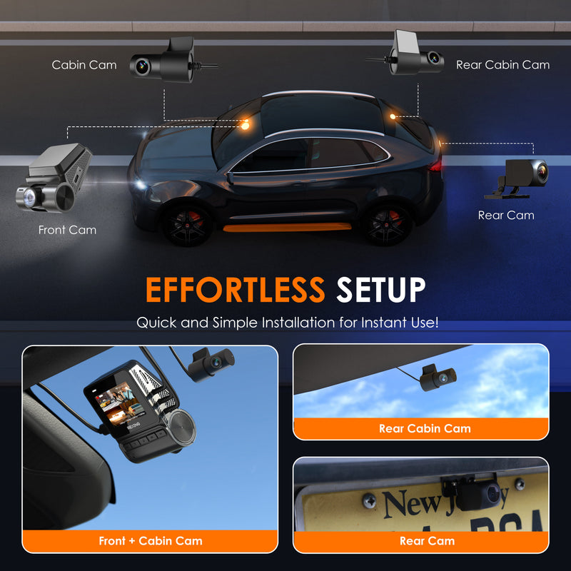 Load image into Gallery viewer, REXING RH2-4 Quad-Channel Dash Cam – 1080p Front, Rear, Cabin, and Exterior Coverage with Wi-Fi, and Optional GPS
