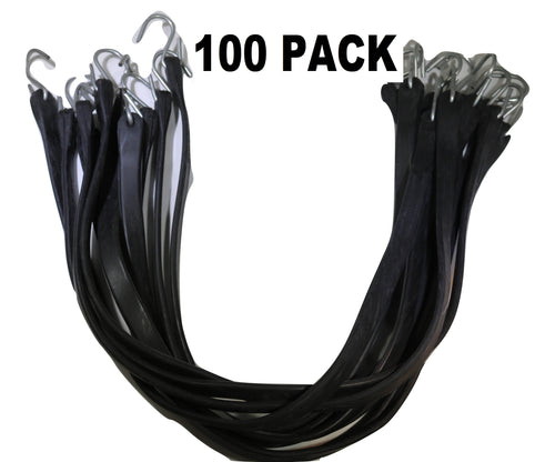 21 Inch Rubber Tarp Straps w/ Crimped S Hooks | 100 PACK