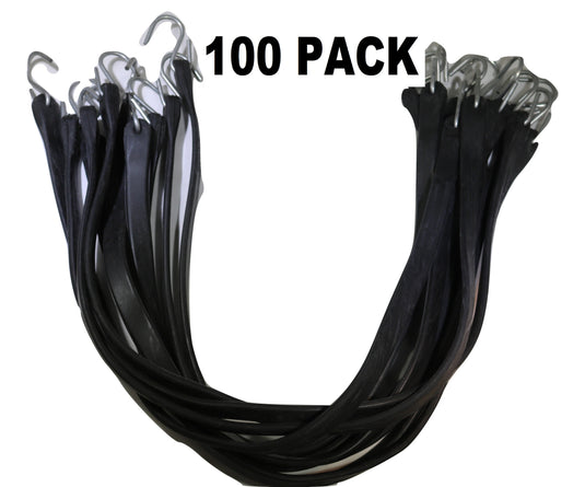 21 Inch Rubber Tarp Straps w/ Crimped S Hooks | 100 PACK