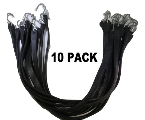 Rubber Tarp Straps w/ Crimped S Hooks | 10 PACK | LENGTH OPTIONS