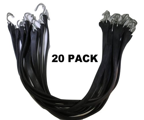 15 Inch Rubber Tarp Straps w/ Crimped S Hooks | 20 PACK