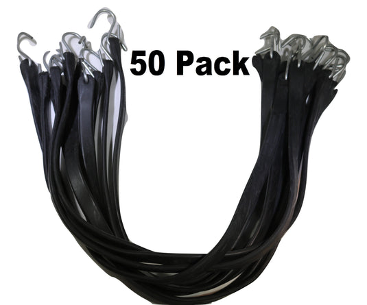 Rubber Tarp Straps w/ Crimped S Hooks BOX OF 50 | LENGTH OPTIONS