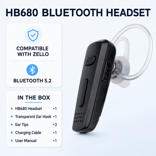 RUYAGE HB680 Bluetooth PTT Earpiece for Zello PoC Radios