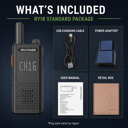 RUYAGE RY18 Ultra-Thin UHF Analog Walkie Talkie – One-Key Pairing