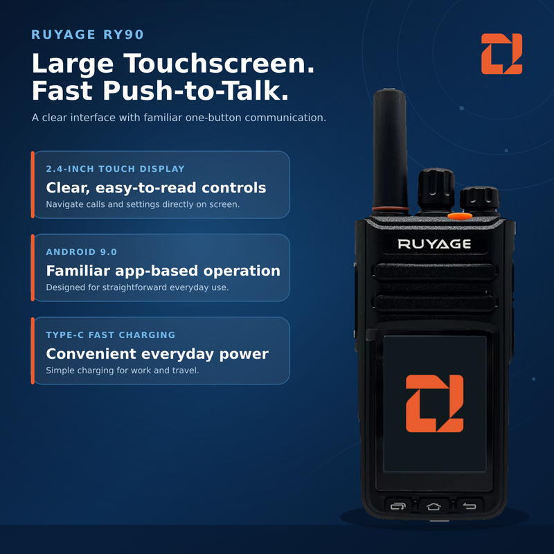 Load image into Gallery viewer, RUYAGE RY90 Zello-Compatible 4G LTE/WiFi Touchscreen Radio – 4000mAh
