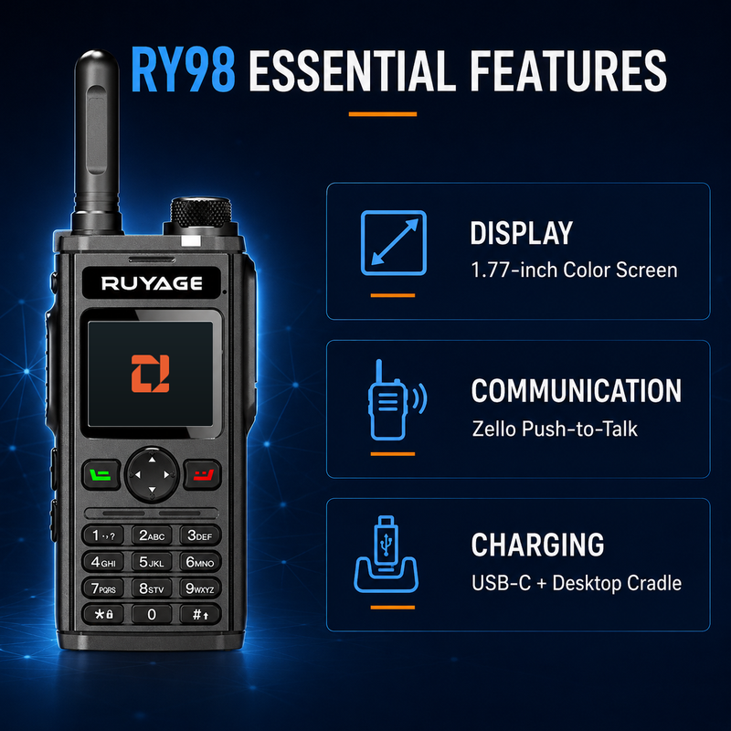 Load image into Gallery viewer, RUYAGE RY98 Zello-Compatible 4G LTE Walkie Talkie Phone with Keypad
