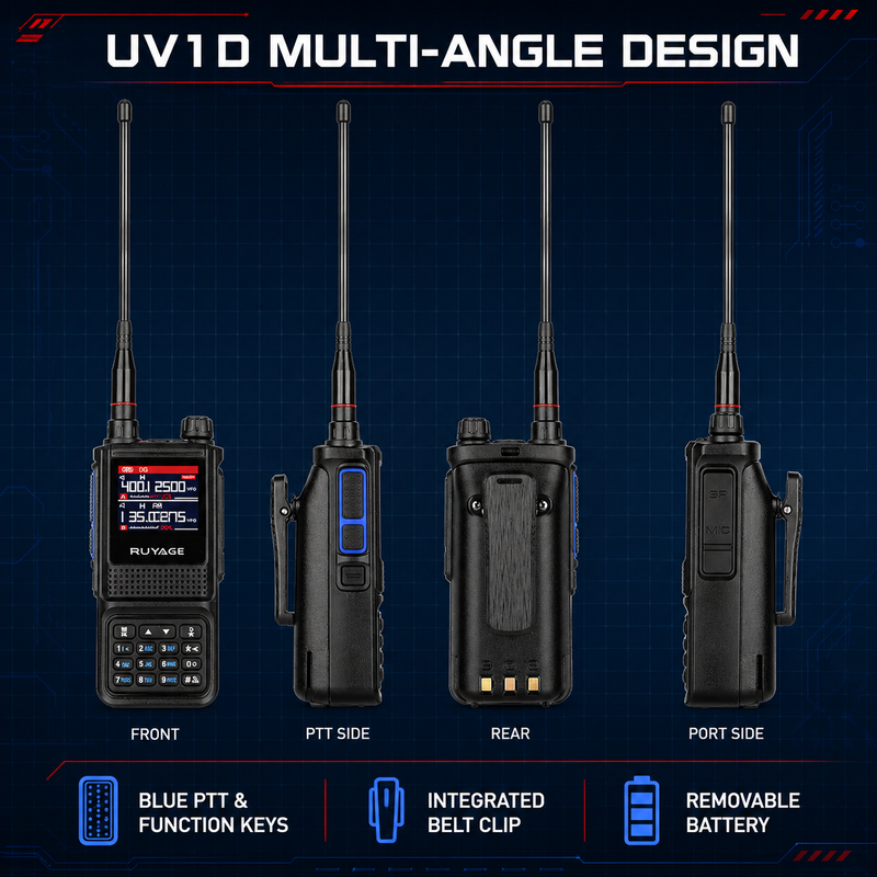 Load image into Gallery viewer, RUYAGE UV1D 5W 6-Band VHF/UHF Analog Walkie Talkie
