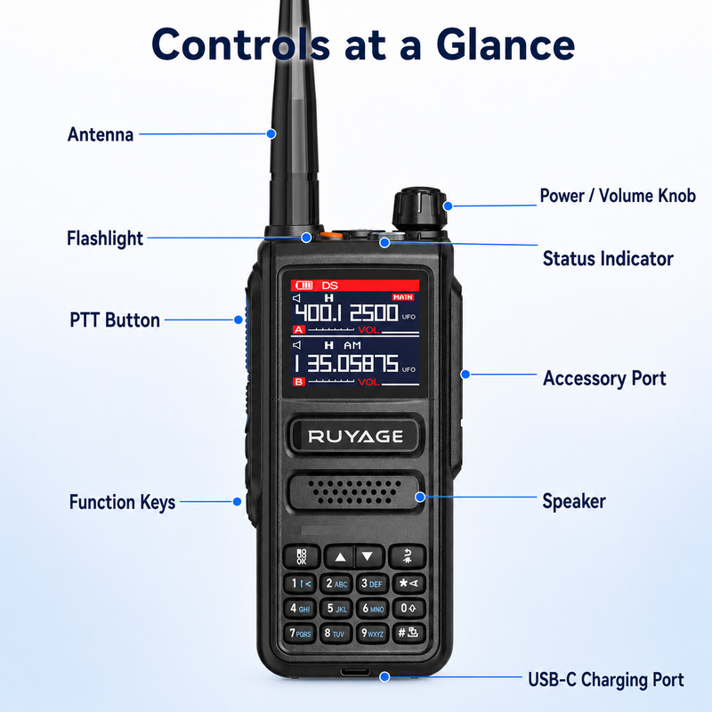 Load image into Gallery viewer, RUYAGE UV98 10W 6-Band VHF/UHF Analog Walkie Talkie
