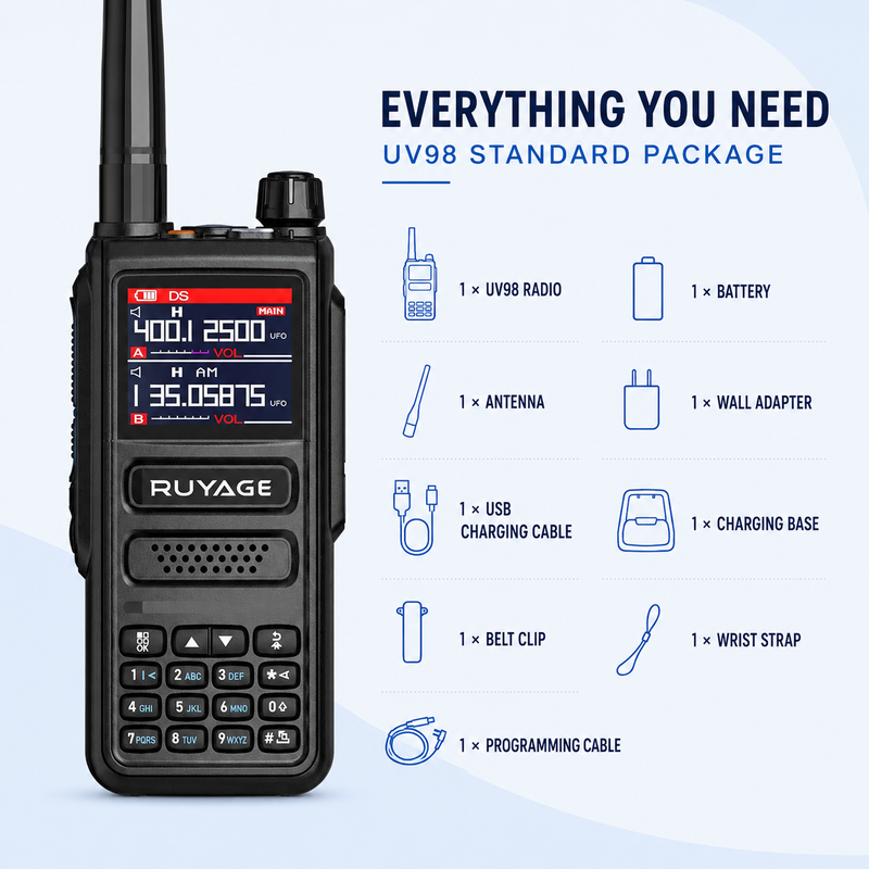 Load image into Gallery viewer, RUYAGE UV98 10W 6-Band VHF/UHF Analog Walkie Talkie
