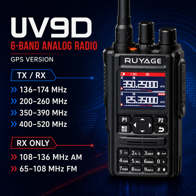 Load image into Gallery viewer, RUYAGE UV9D 6-Band GPS Bluetooth Analog Walkie Talkie
