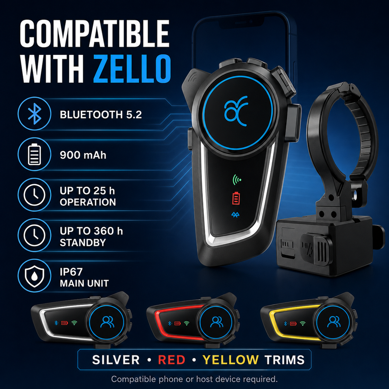 Load image into Gallery viewer, RUYAGE Motorcycle Helmet Bluetooth Headset with Zello PTT
