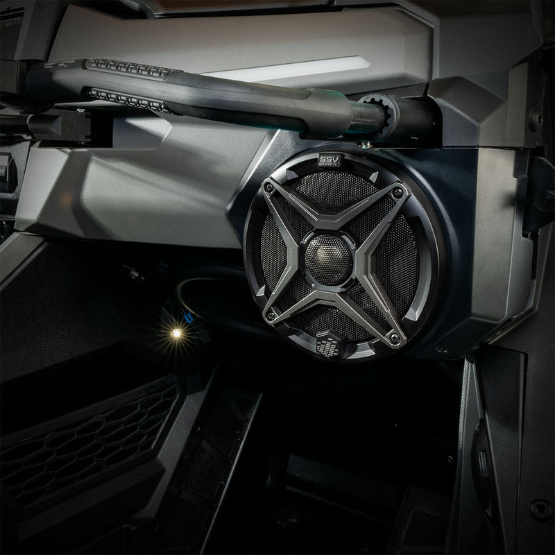 Load image into Gallery viewer, SSV Works Polaris RZR Pro Front Speaker Adapters with 6.5" A-Spec speakers
