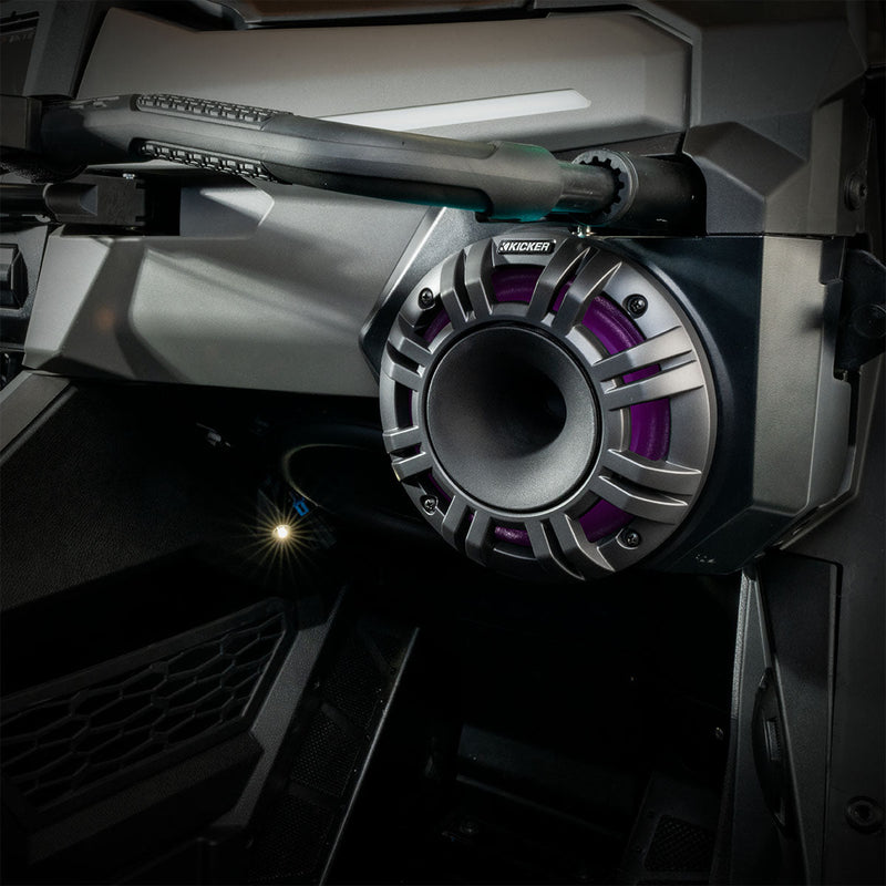 Load image into Gallery viewer, SSV Works Polaris RZR Pro Front Speaker Adapters with 6.5&quot; Kicker Horn RGB speakers
