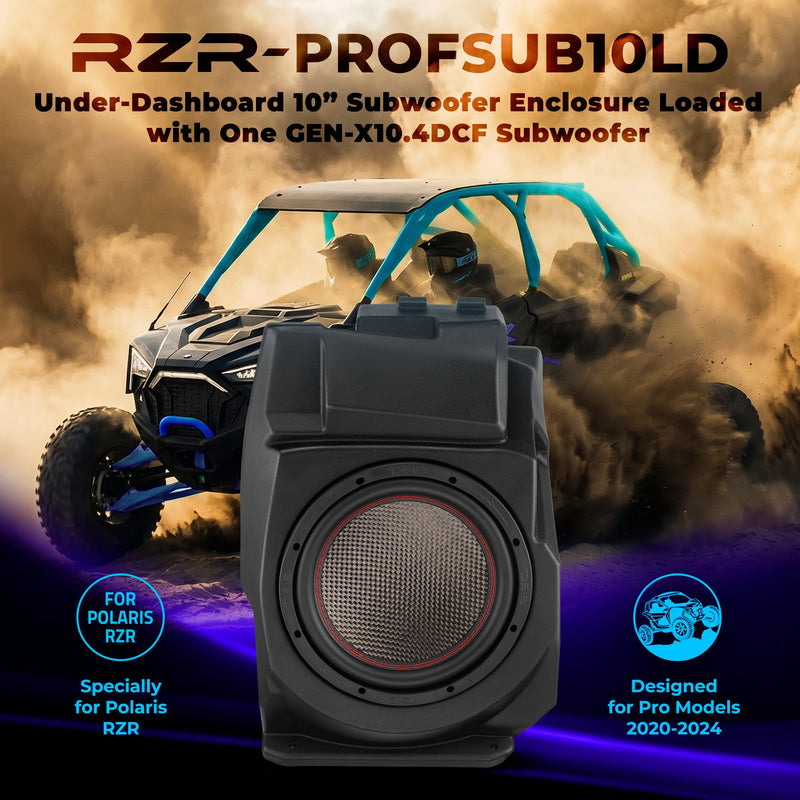 Load image into Gallery viewer, Polaris RZR Pro (2020–2024) Under-Dash 10” Subwoofer Enclosure – Loaded GEN-X10.4DCF | 600W RMS, Dual 4 Ohm | IP65 Water-Resistant
