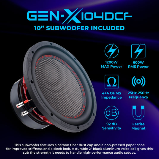 Polaris RZR Pro (2020–2024) Under-Dash 10” Subwoofer Enclosure – Loaded GEN-X10.4DCF | 600W RMS, Dual 4 Ohm | IP65 Water-Resistant