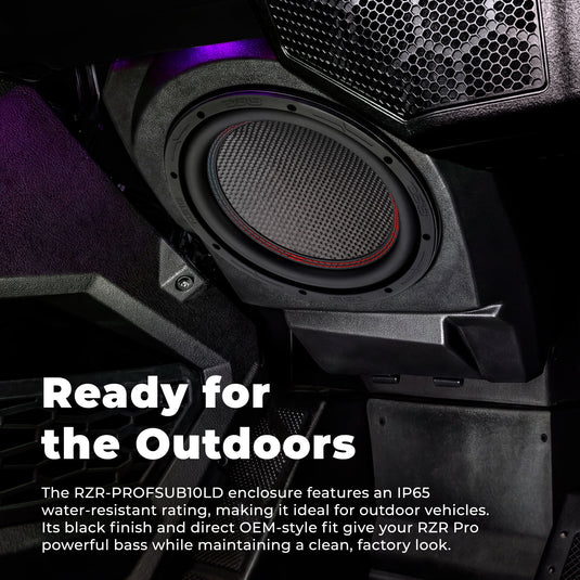 Polaris RZR Pro (2020–2024) Under-Dash 10” Subwoofer Enclosure – Loaded GEN-X10.4DCF | 600W RMS, Dual 4 Ohm | IP65 Water-Resistant